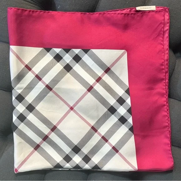 Burberry Red and Black Silk Checkered Scarf - Picture 1 of 3